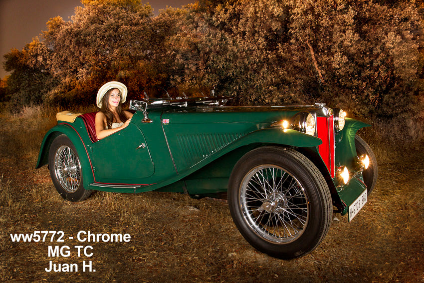 MG TC Chrome Wire wheels BritishWireWheels.com moss motors