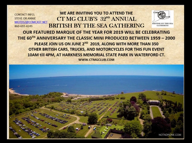 Sunday, June 2nd, 2019 - British By The Sea Car Show - Waterford, CT