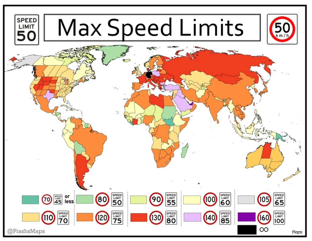Max Speed Limits Around The World, Mapped