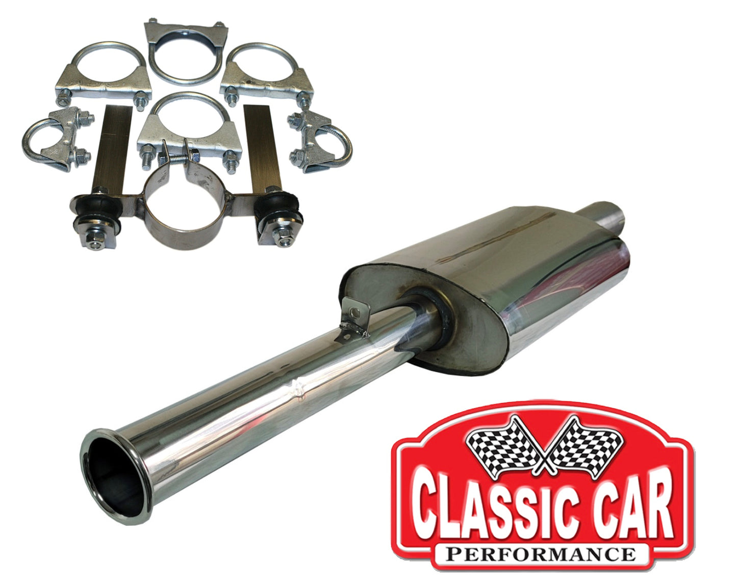 Triumph TR2 TR3 TR4  Stainless Steel Exhaust Silencer and Mounting Kit