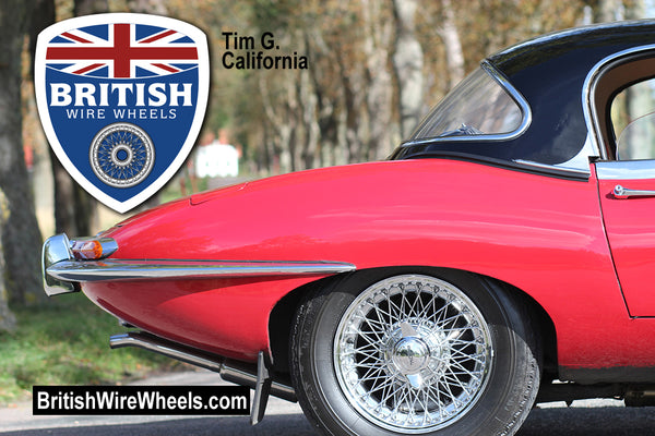 Jaguar XKE 72 spoke 15x6 wire wheels moss motors XKS Dunlop British Wire Wheels